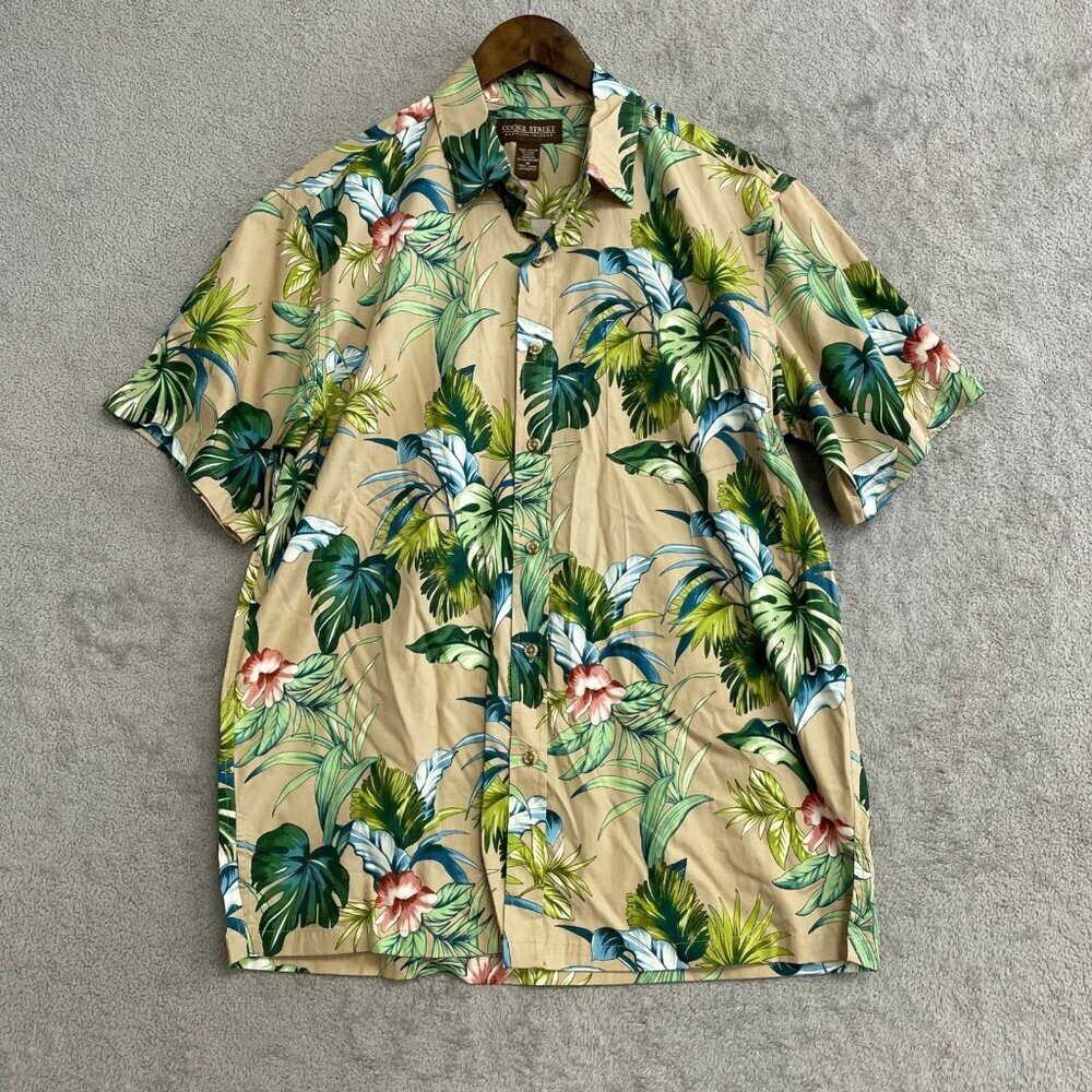Cooke Street Men's M Hawaiian Tropical Monstera Leaf Print Short Sleeve N0680